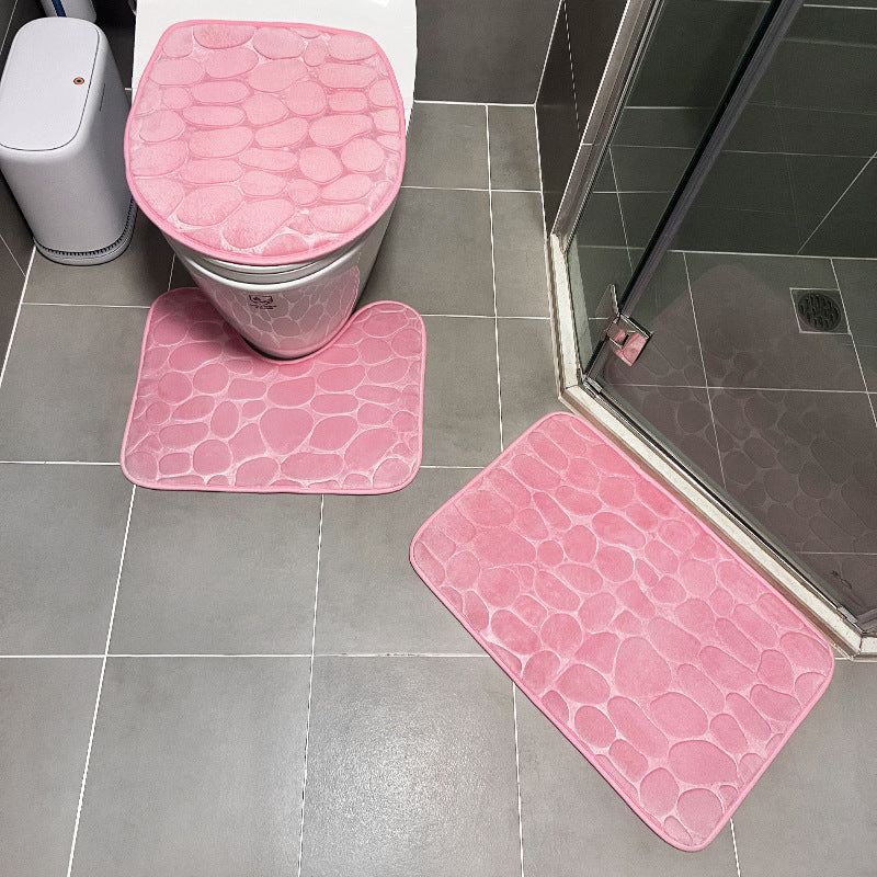 Stone Patterned Bathroom Mat Set