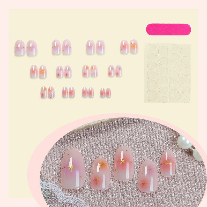 Artistic Press-On Nail Set with Vibrant Star Designs Bowlift