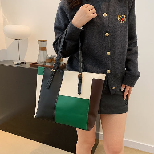 Stylish Color Block Tote Bag Bowlift