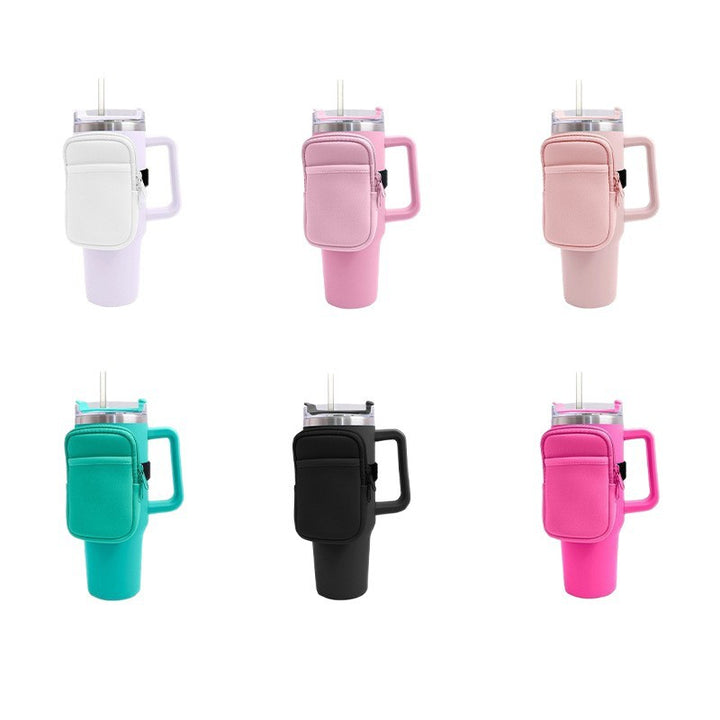 Unisex cup holder with practical pocket Bowlift