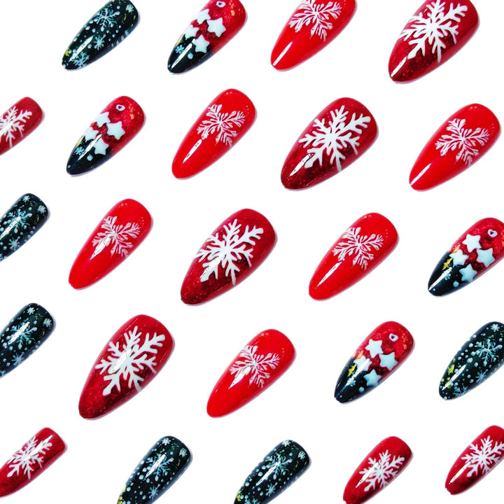 Artificial nails with festive snowflake and star motif Bowlift