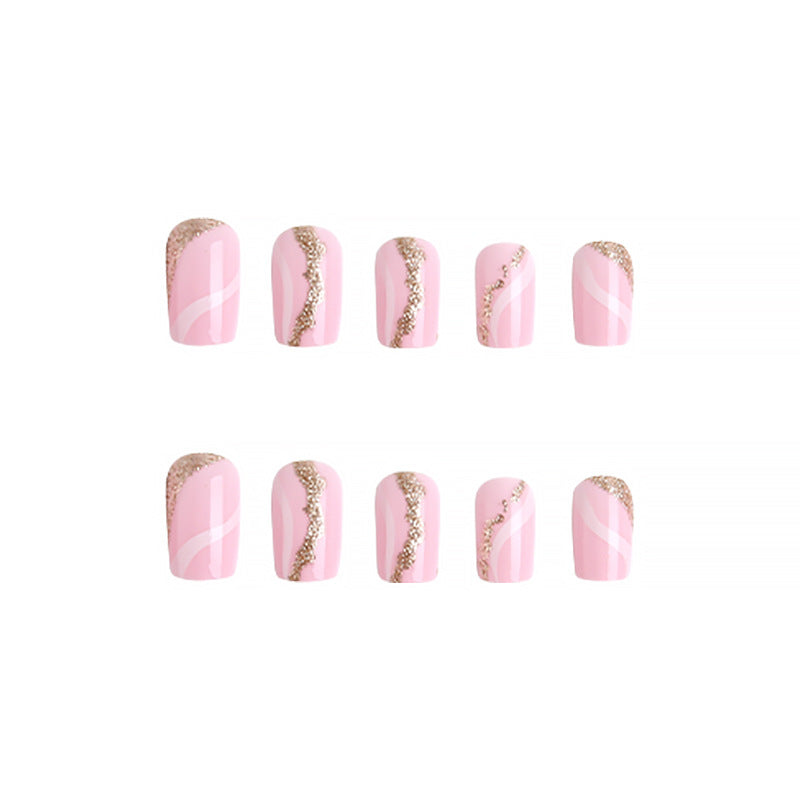 Artificial nails with elegant glitter pattern Bowlift