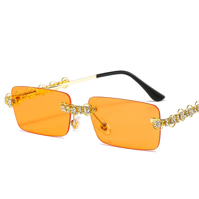 Women's designer sunglasses with sparkling frame and rectangular lenses Bowlift