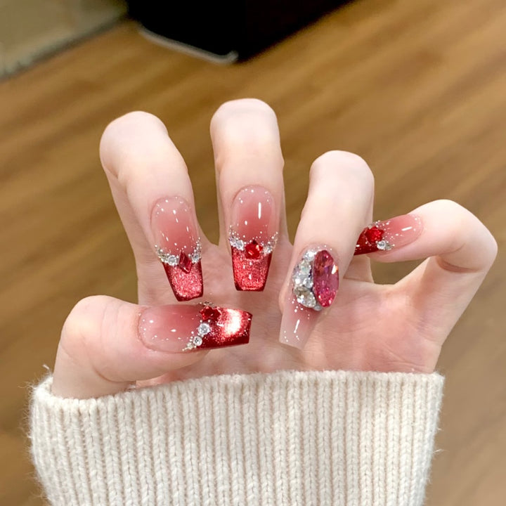 Designer Rhinestone-Embellished Press-On Nail Set Bowlift