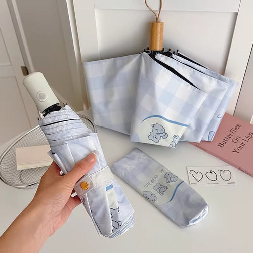 Women's Foldable Umbrella with Playful Checkered Pattern Bowlift