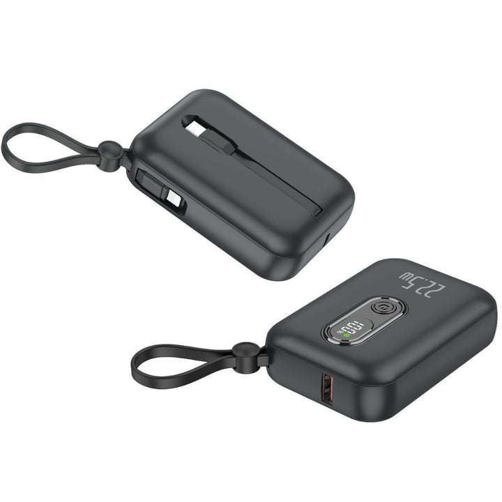 Portable power bank with integrated USB-C port and digital charge status display Bowlift