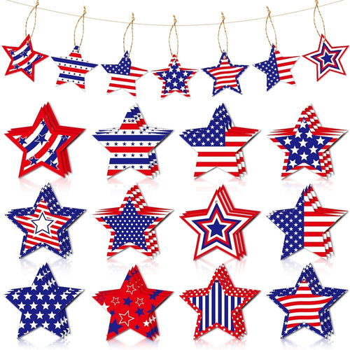 Independence Day layered star-shaped hanging party garland and tabletop decorations Bowlift