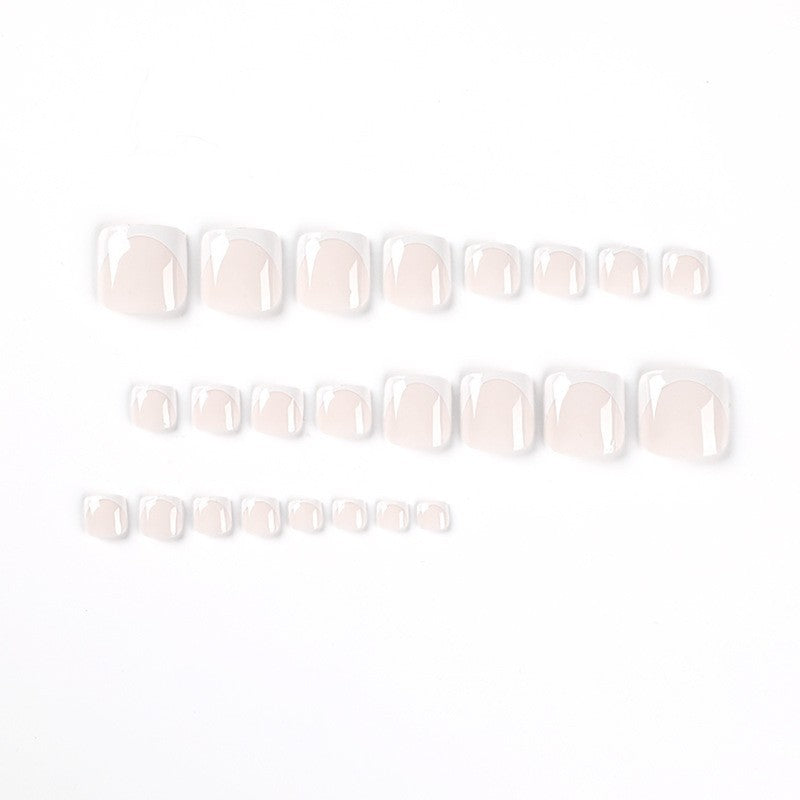 Premium French Tip Press-On Toe Nails Bowlift