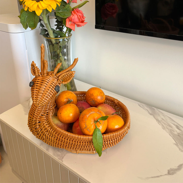 Frog-Shaped Decorative Woven Basket Bowlift