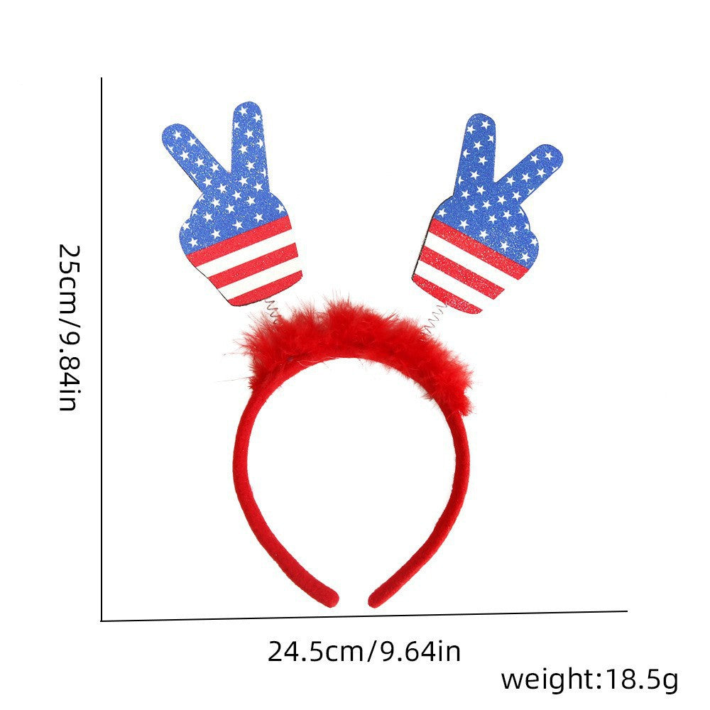 Women's Independence Day patriotic pompom headband with tinsel star toppers Bowlift