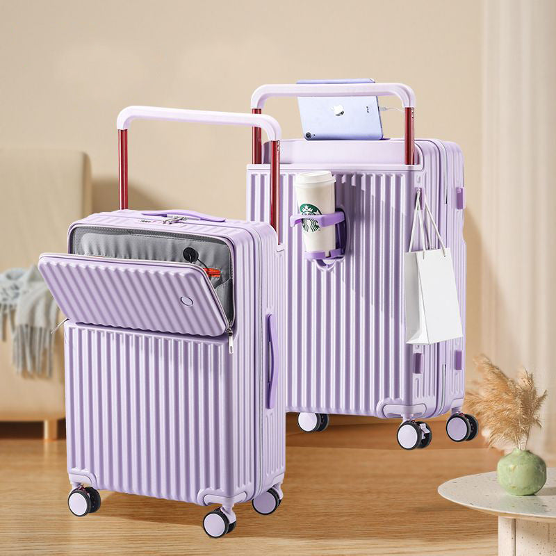 Unisex Multi-Compartment Rolling Hard-Shell Luggage with Integrated Charging Port Bowlift