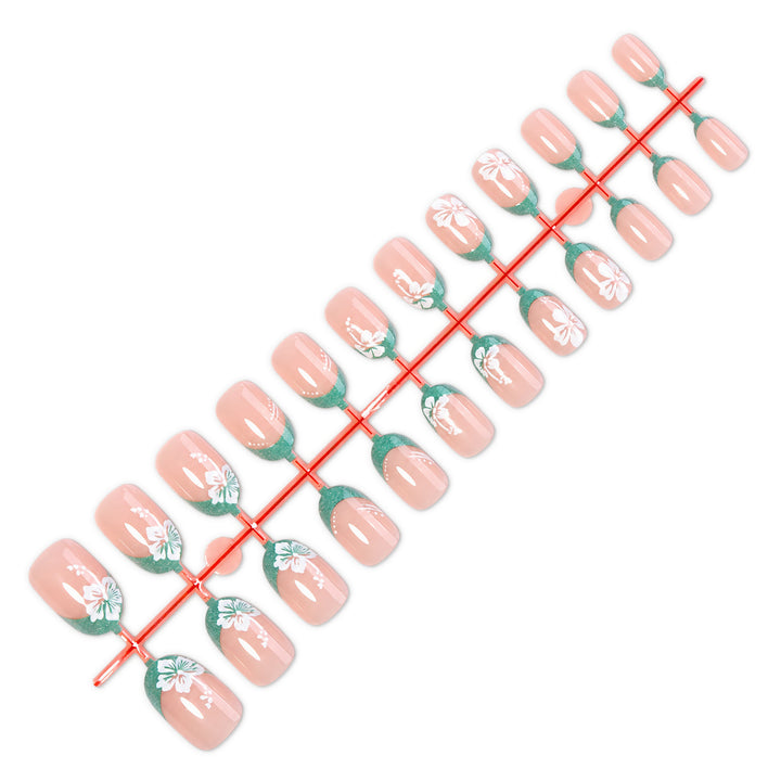 Artificial nail set with stylish floral accents Bowlift