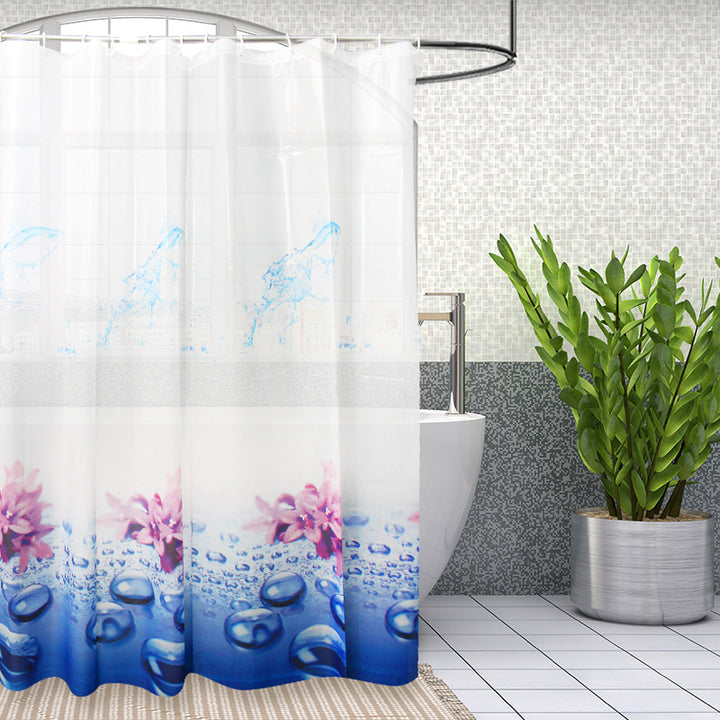 Floral Water-Resistant Shower Curtain Bowlift
