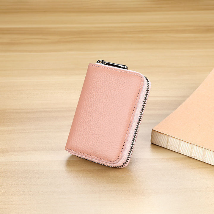 Sleek Zippered Leather Credit Card Holder Bowlift