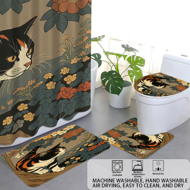 Artistic Cat-Theme Bathroom Decor Set Bowlift