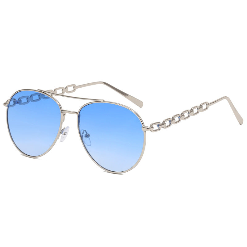 Women's Oversized Sunglasses with Fashionable Chain Frame Bowlift