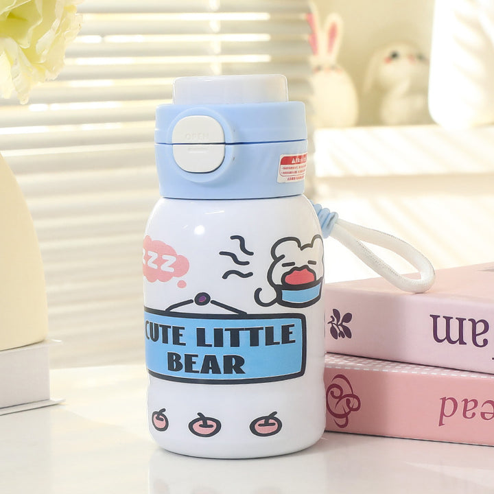 Women's insulated drinking bottle with practical drinking mechanism and playful design Bowlift