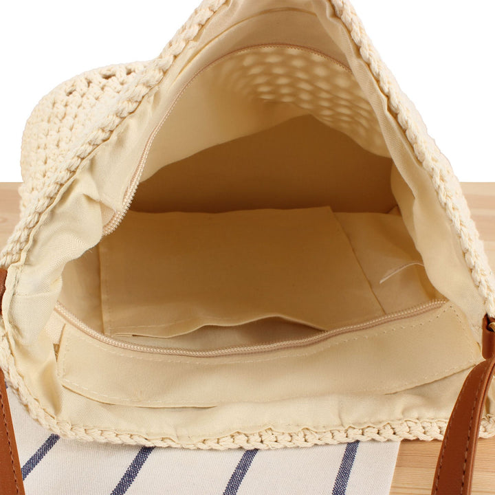 Macrame Crossbody Bag with Sturdy Leather Handle Bowlift