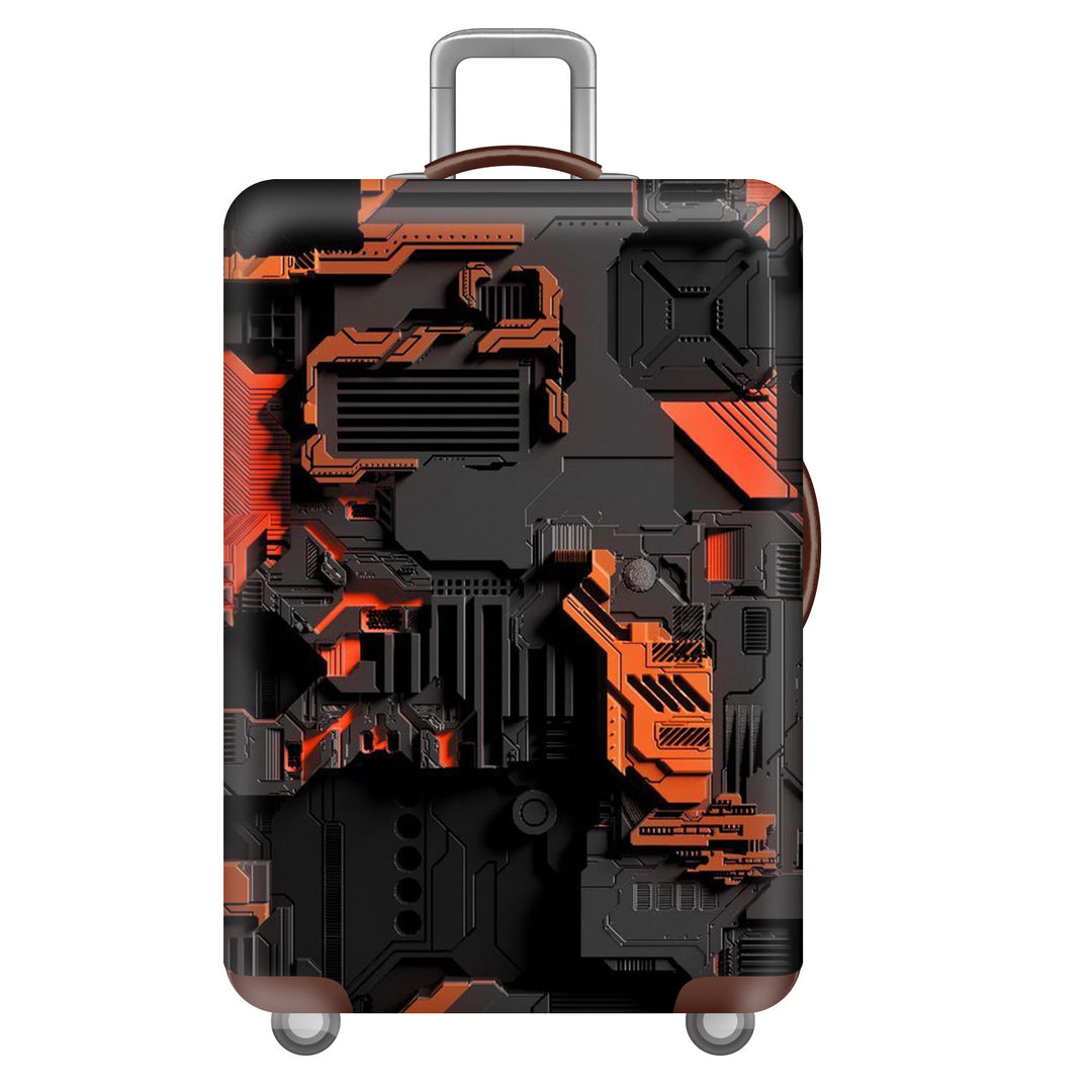Unisex large hard shell suitcase with sturdy trolley handle and elastic motif protective cover superhero design Bowlift