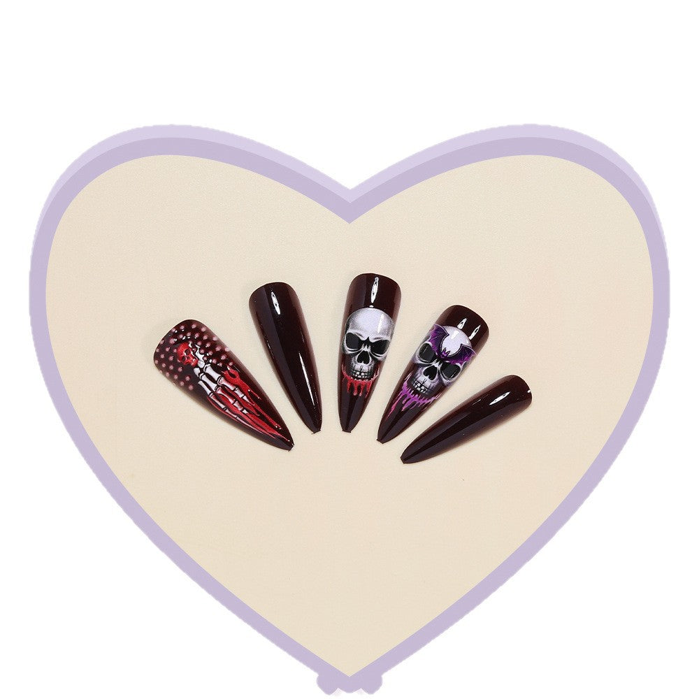 Artistic Gothic Skull Nail Art Tips Bowlift