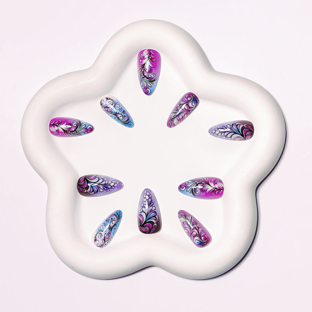 Artistic Floral Nail Design Bowlift
