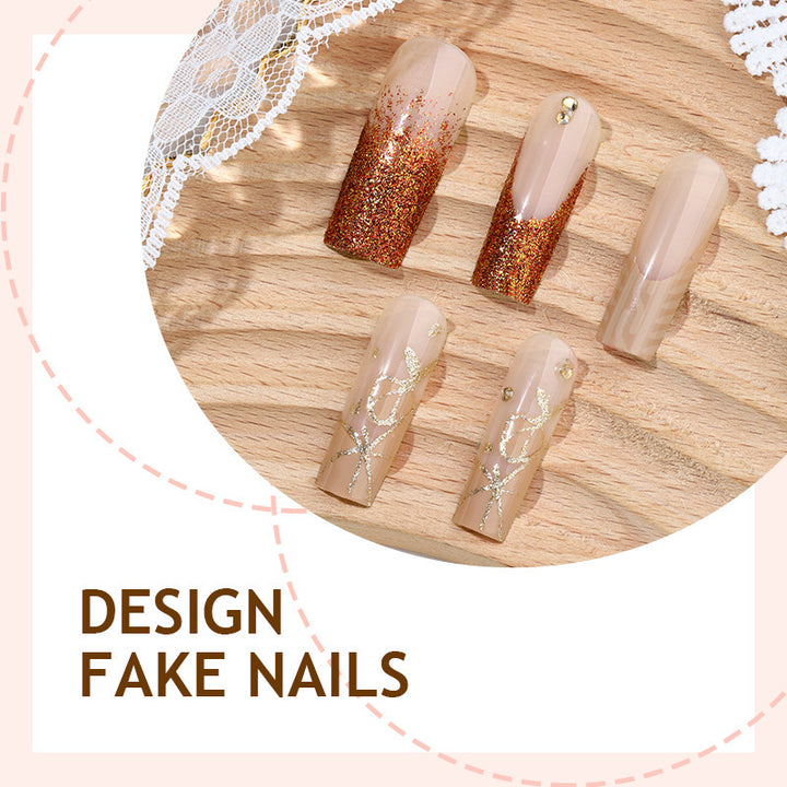 Glamorous artificial nail set with glitter and elegant embellishments Bowlift