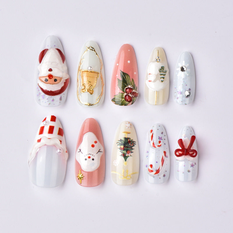 Artificial nail set with festive winter designs Bowlift