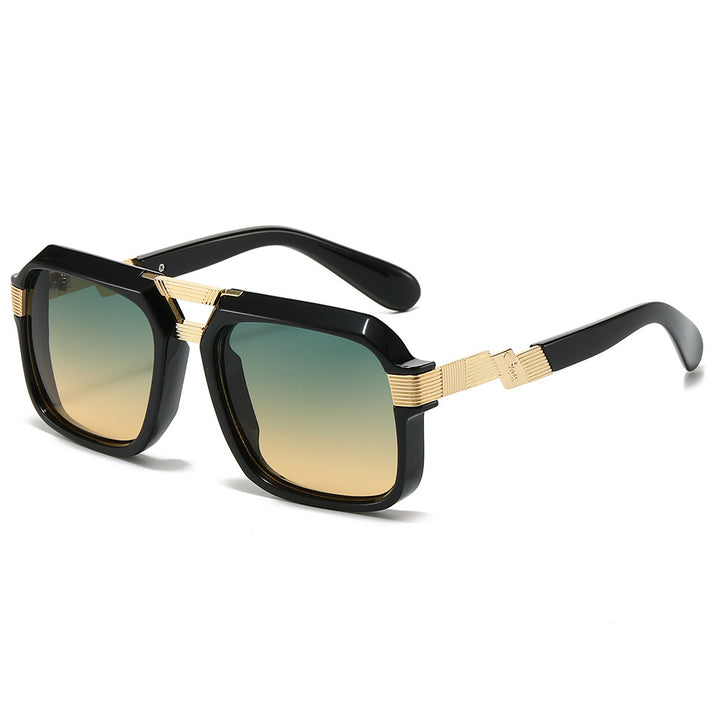 Oversized Square Sunglasses with Metallic Detailing Bowlift