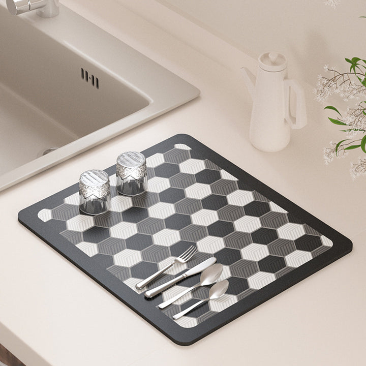 Hexagonal Design Kitchen Drying Mat