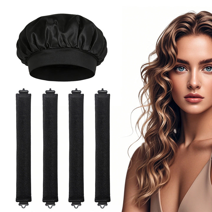 Satin Sleep Cap and Hair Rollers