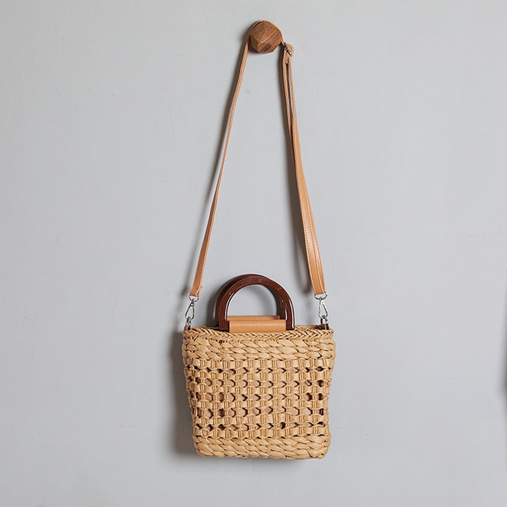 Handbag with Removable Shoulder Strap and Faux Leather Elements Bowlift