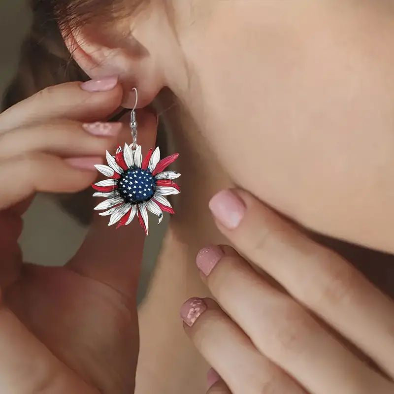 Women's nan handcrafted sunflower earrings with star center Bowlift