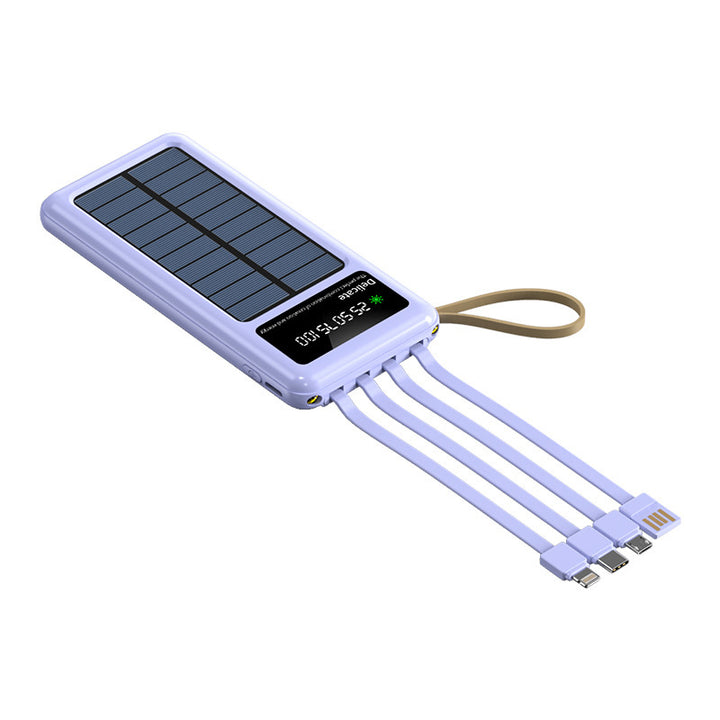Solar power bank with integrated light and multifunctional USB charging cable Bowlift
