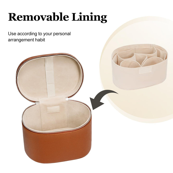 Cosmetic storage bag with elegant design and sturdy carrying handle Bowlift