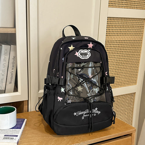 Stylish Star-Embellished Backpack Bowlift