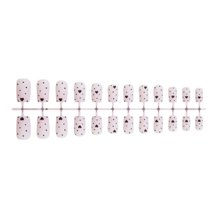 Chic Heart Pattern Press-On Nails Bowlift