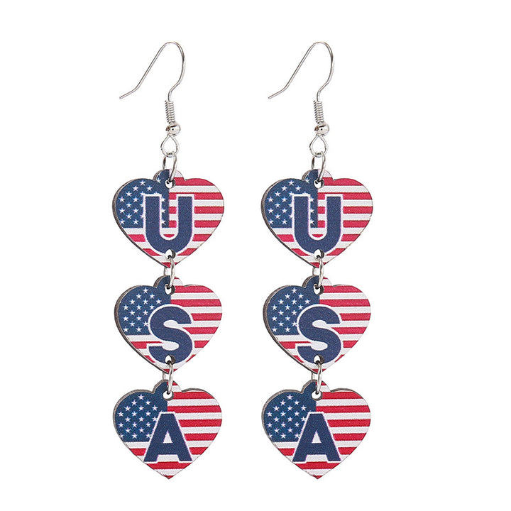Women's nan patriotic triple-charm dangly novelty earrings with cowboy hat heart bow Bowlift