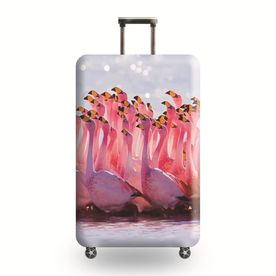 Unisex hard-shell luggage with artistic flamingo motif Bowlift