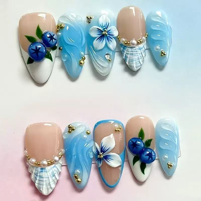 Nature-Themed Artistic Press-On Nail Set Bowlift
