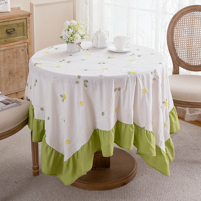 Elegant Floral Embroidered Tablecloth