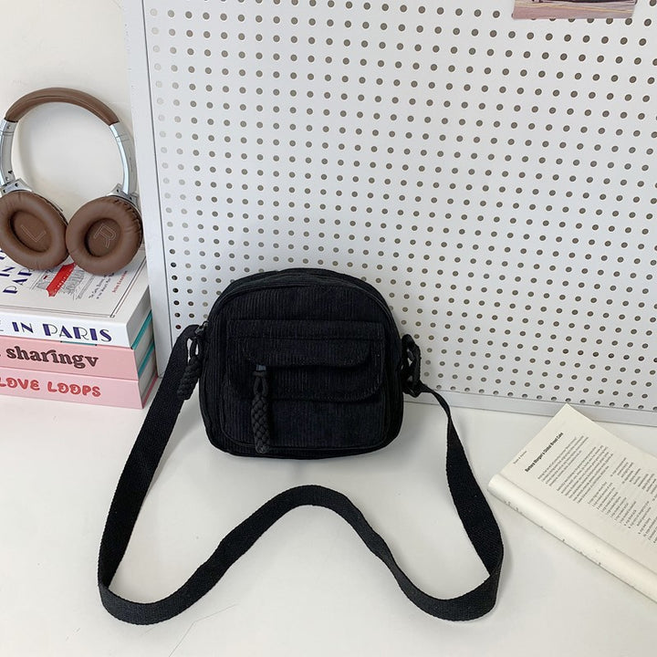 Compact Corduroy Crossbody Bag Bowlift