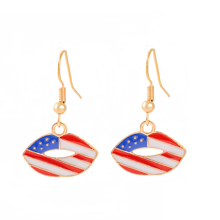 Women's nan patriotic horseshoe enamel dangle earrings with star-accented design and fishhook findings Bowlift