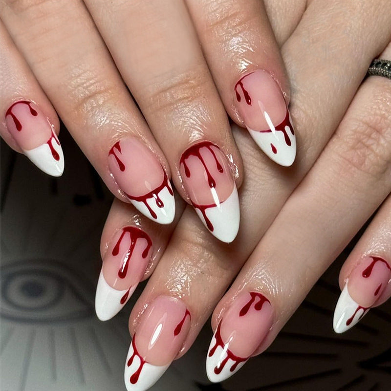 Artistic Blood Drip Themed Press-On Nails Bowlift