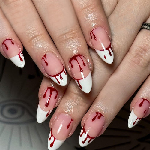 Artistic Blood Drip Themed Press-On Nails Bowlift