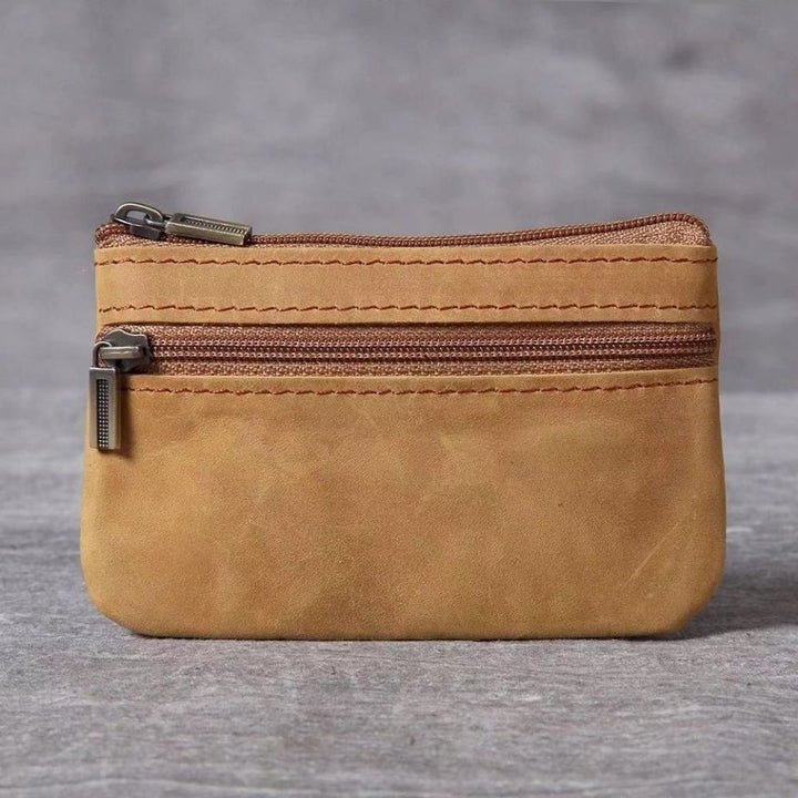 Compact Leather Zippered Coin Pouch Bowlift