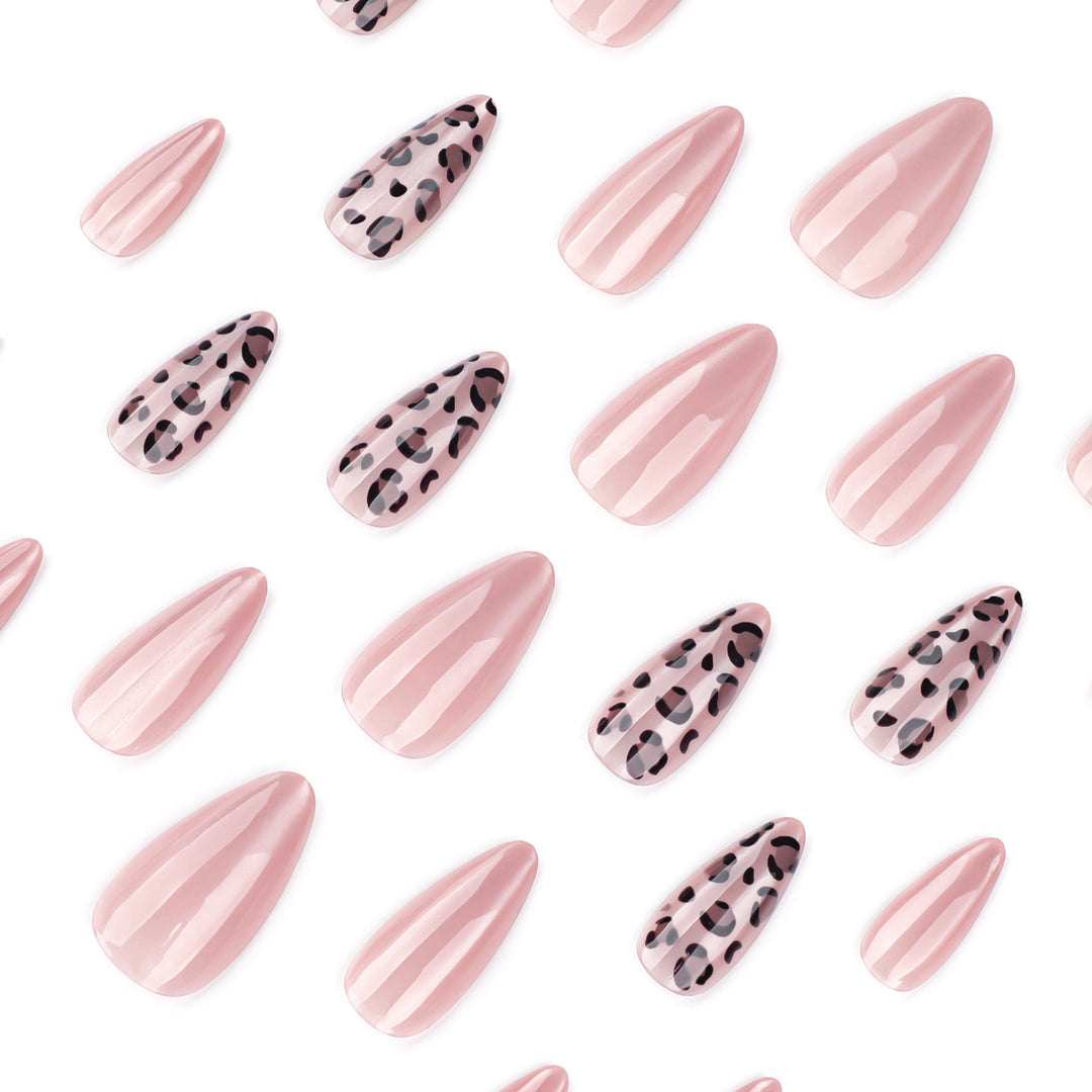 Elegant Stiletto Nail Extensions with Leopard Print Bowlift