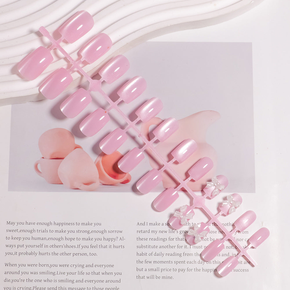 Charming Press-On Nail Set with Decorative Bow Accents Bowlift
