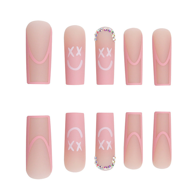 Long Square Press-On Nails with Elegant Design Bowlift