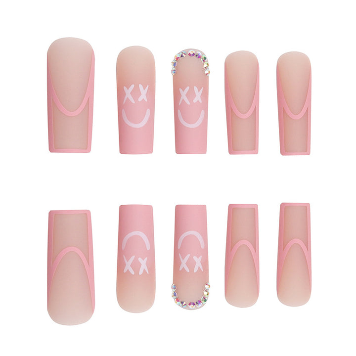 Long Square Press-On Nails with Elegant Design Bowlift