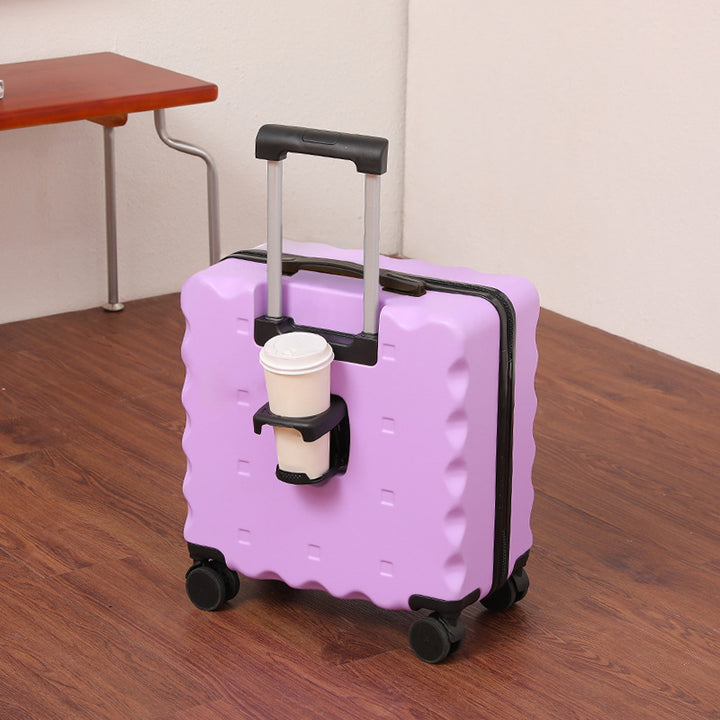 Unisex Compact Hard-Shell Rolling Suitcase with Cup Holder Bowlift